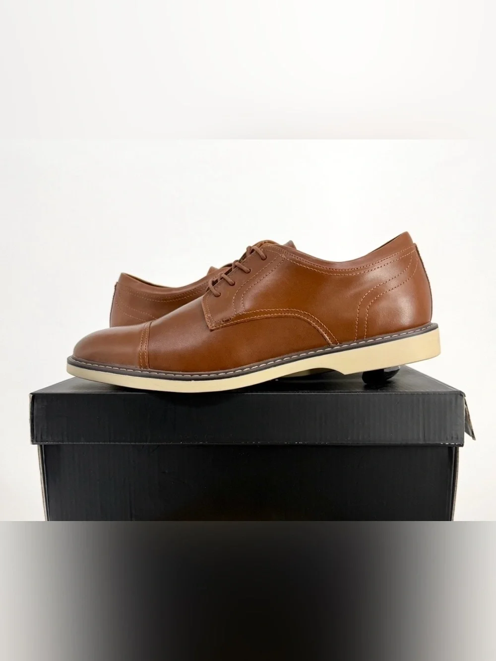 Alfani Theo Cap Toe Derby Mens Dress Shoes Tan Size 13 Memory Foam New In Box